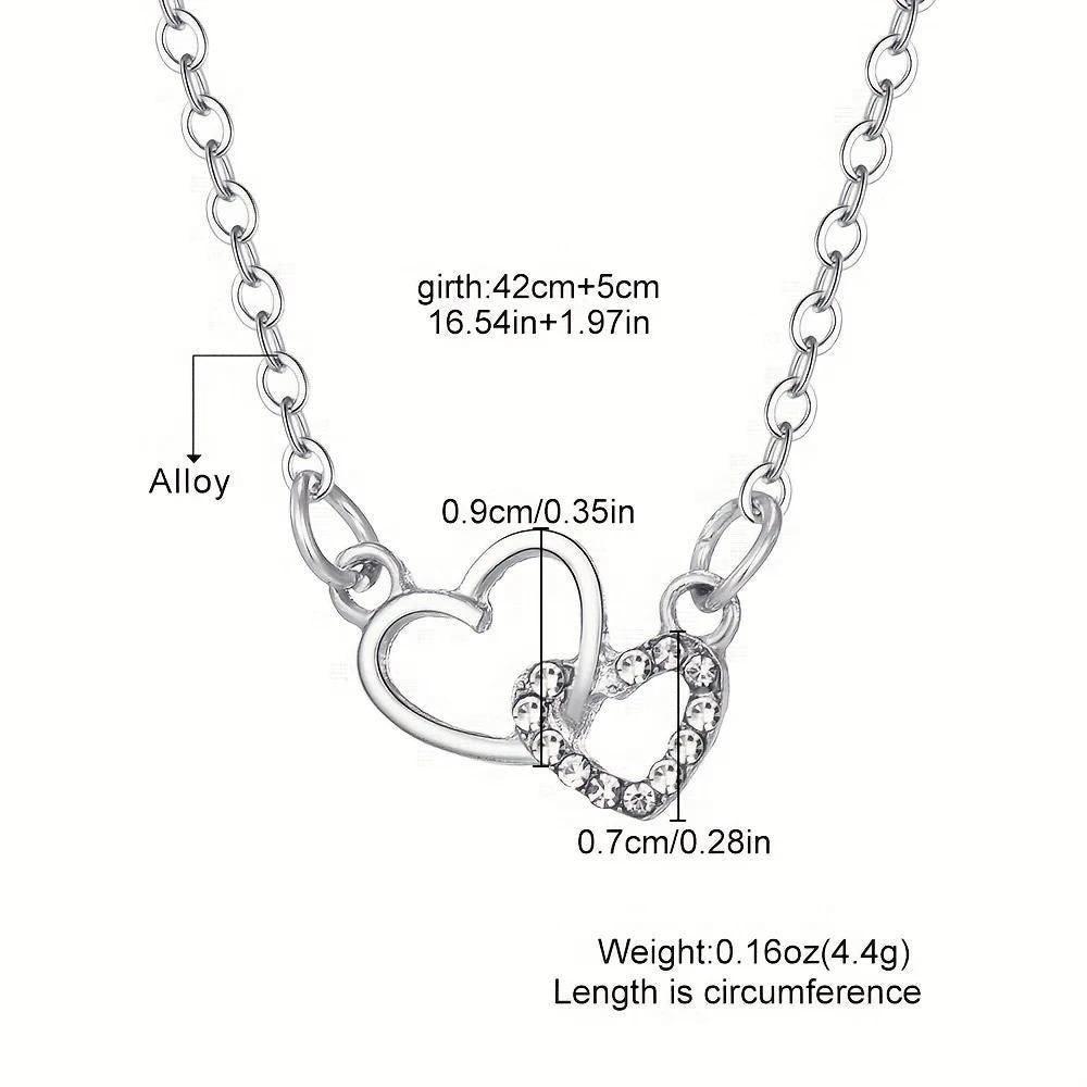 Women’s Dual Heart Pendant Necklace – Micro Plated Chain for Elegant Style