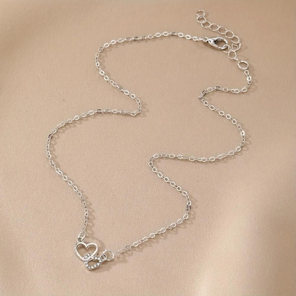 Women’s Dual Heart Pendant Necklace – Micro Plated Chain for Elegant Style