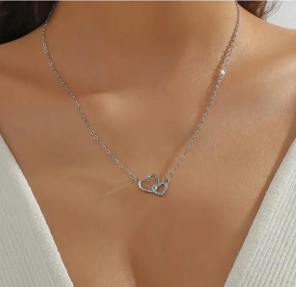 Women’s Dual Heart Pendant Necklace – Micro Plated Chain for Elegant Style