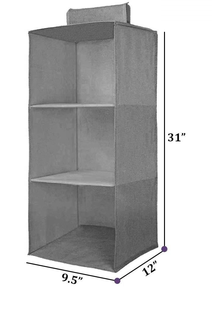 Hanging Wardrobe Organizer with 3 Shelves – Space-Saving Non-Woven Storage