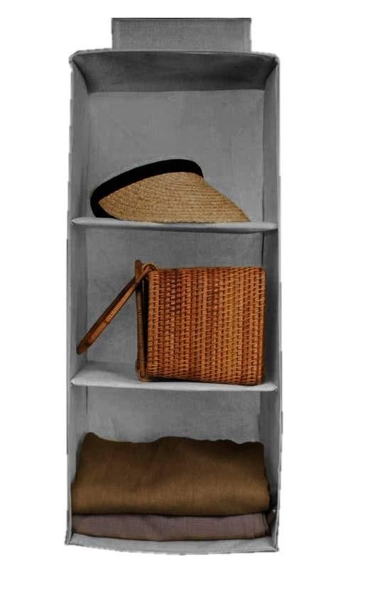Hanging Wardrobe Organizer with 3 Shelves – Space-Saving Non-Woven Storage