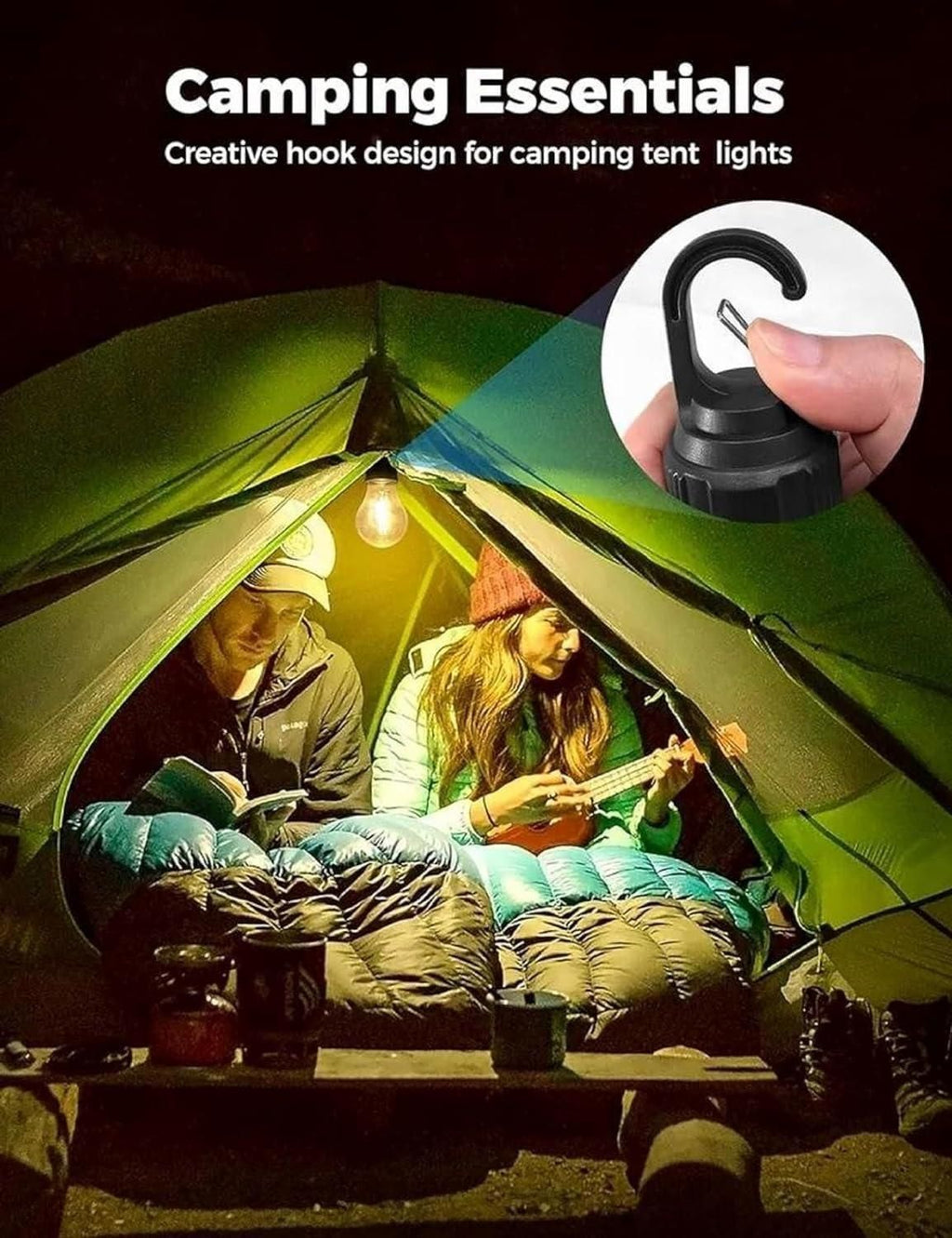 Rechargeable Decorative Hanging Tent Lamps – 3 Lighting Modes, Set of 2